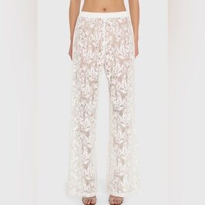 Amanda Uprichard Ivory Floral Lace Pants
